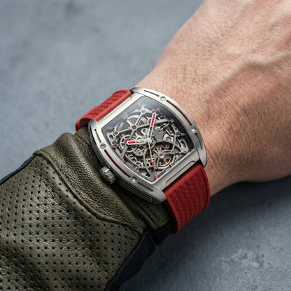 ROANSTRAPS | Racing Red - Core-Weave Series | Premium FKM Rubber Watch Strap, Grade 5 Titanium Hardware
