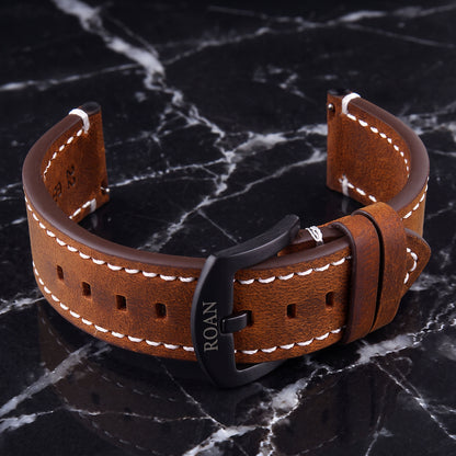 ROAN Saddle Brown Leather Watch Strap