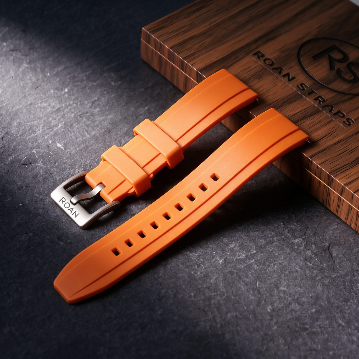 ROAN STRAPS | Pro-Vent Aerospace-Grade FKM Rubber Watch Band - Signal Solar Orange (20mm, 22mm)