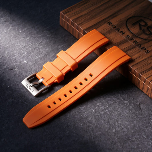 ROAN STRAPS | Pro-Vent Aerospace-Grade FKM Rubber Watch Band - Signal Solar Orange (20mm, 22mm)