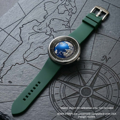 ROAN Straps | Grünes FMK Fluorkautschukarmband - Das klassische quadratische Lochdesign - Wasserdichtes und schweißbeständiges Fluorkautschuk-Uhrenarmband (19mm 20mm 21mm 22mm 23mm 24mm)