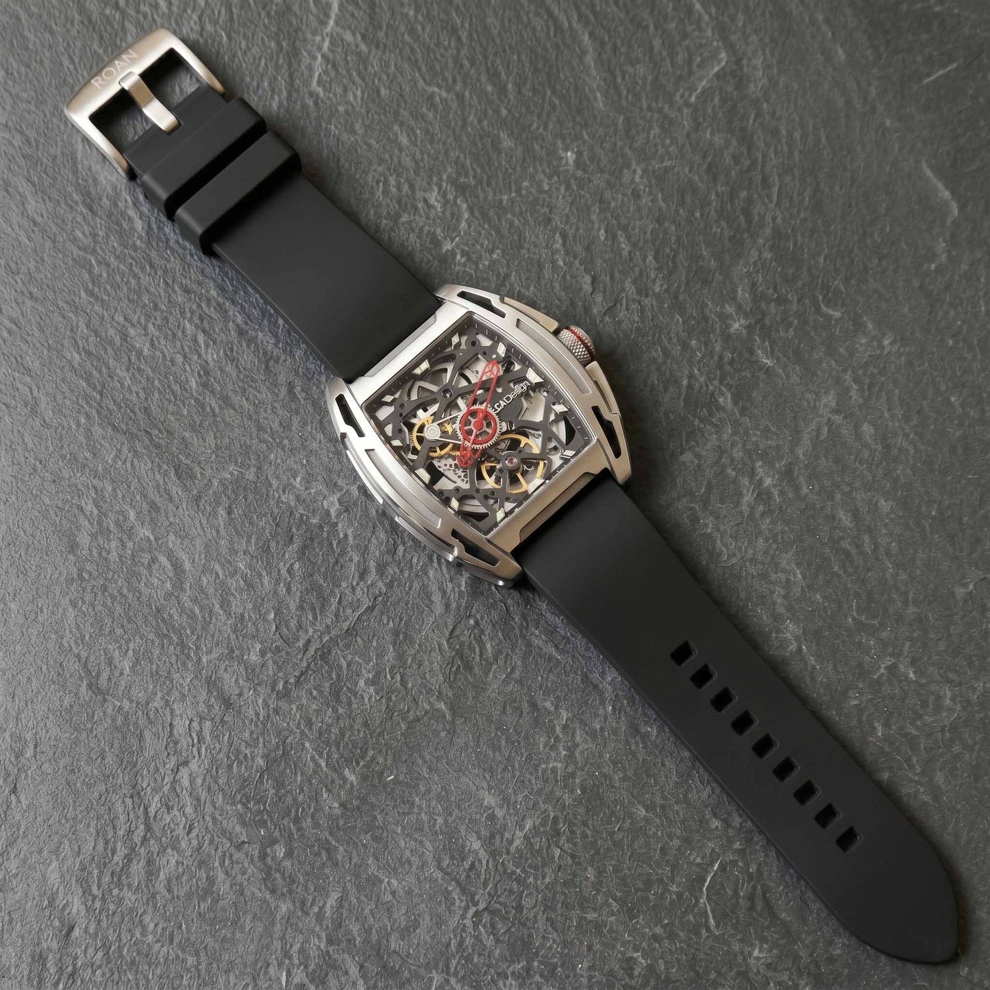 ROANSTRAPS | "Midnight" - Premium FKM Rubber Watch Strap, Grade 5 Titanium Hardware (Custom Engraving Included)