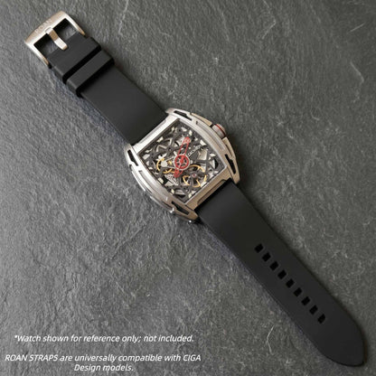 ROANSTRAPS | "Midnight" - Premium FKM Rubber Watch Strap, Grade 5 Titanium Hardware (Custom Engraving Included)