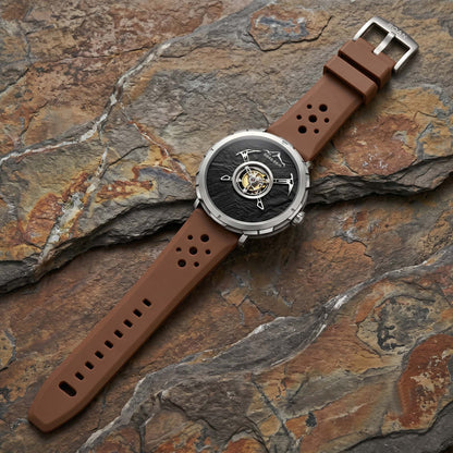 ROANSTRAPS | Espresso Brown - Aero-Vent Series | Premium FKM Rubber Watch Strap, Grade 5 Titanium Hardware