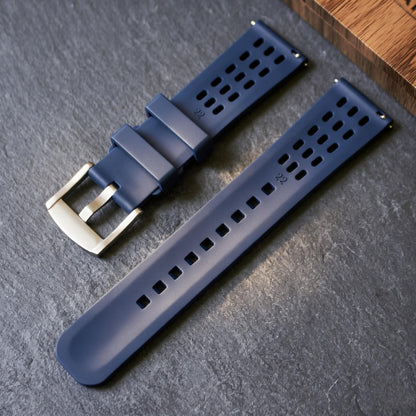 ROAN STRAPS | Pro-Vent Aerospace-Grade FKM Rubber Watch Strap - Ultra-Soft & Breathable - Deep Navy Blue (20mm, 22mm)
