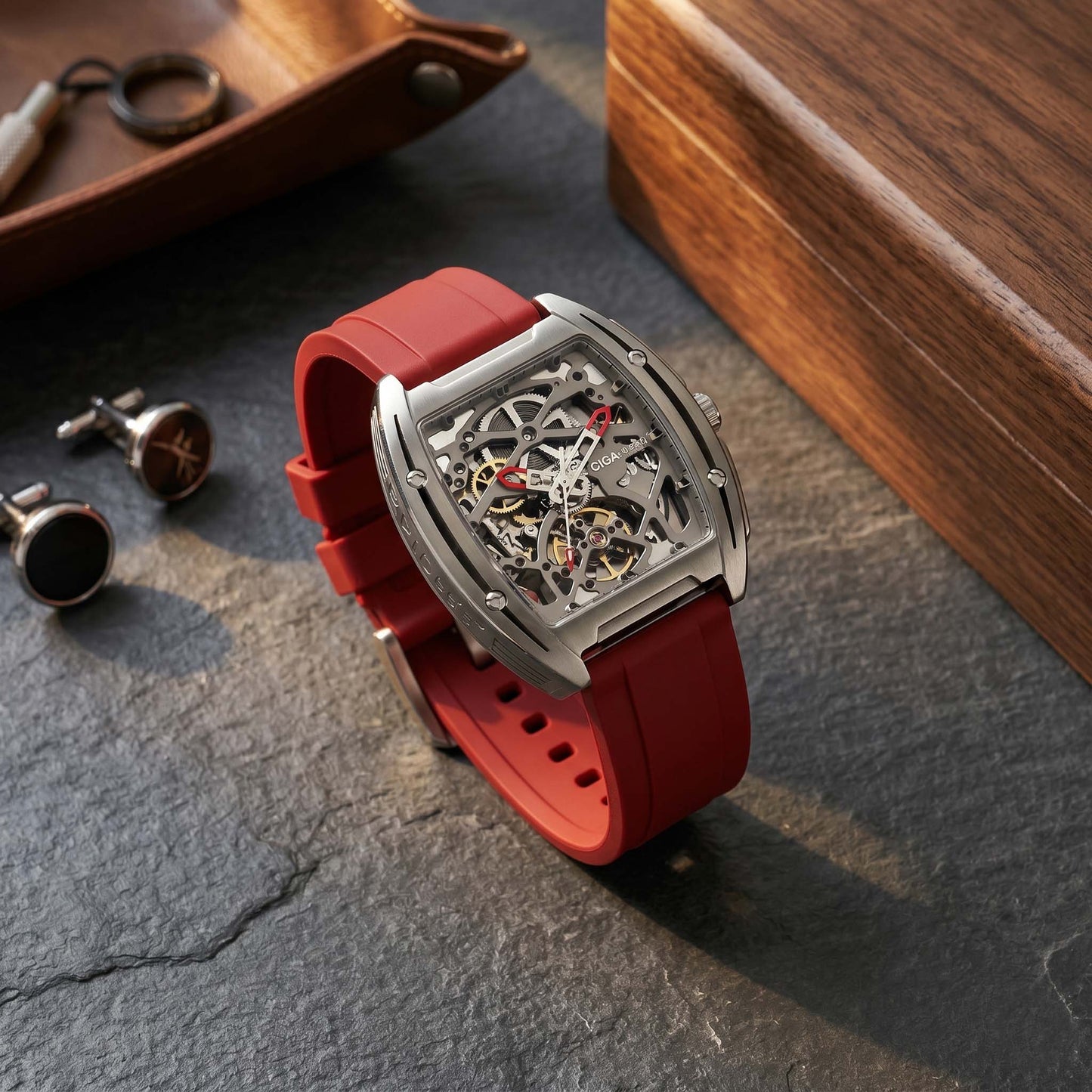 ROANSTRAPS | "Crimson Power" - Bold FKM Rubber Watch Strap, Grade 5 Titanium Hardware (Custom Engraving Included)