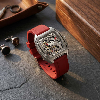 ROANSTRAPS | "Crimson Power" - Bold FKM Rubber Watch Strap, Grade 5 Titanium Hardware (Custom Engraving Included)