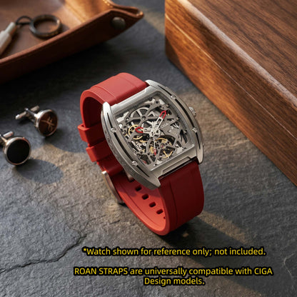 ROANSTRAPS | „Crimson Power“ – Markantes FKM Kautschuk Uhrenarmband, Grade 5 Titan Hardware (inklusive Gravur nach Wunsch)