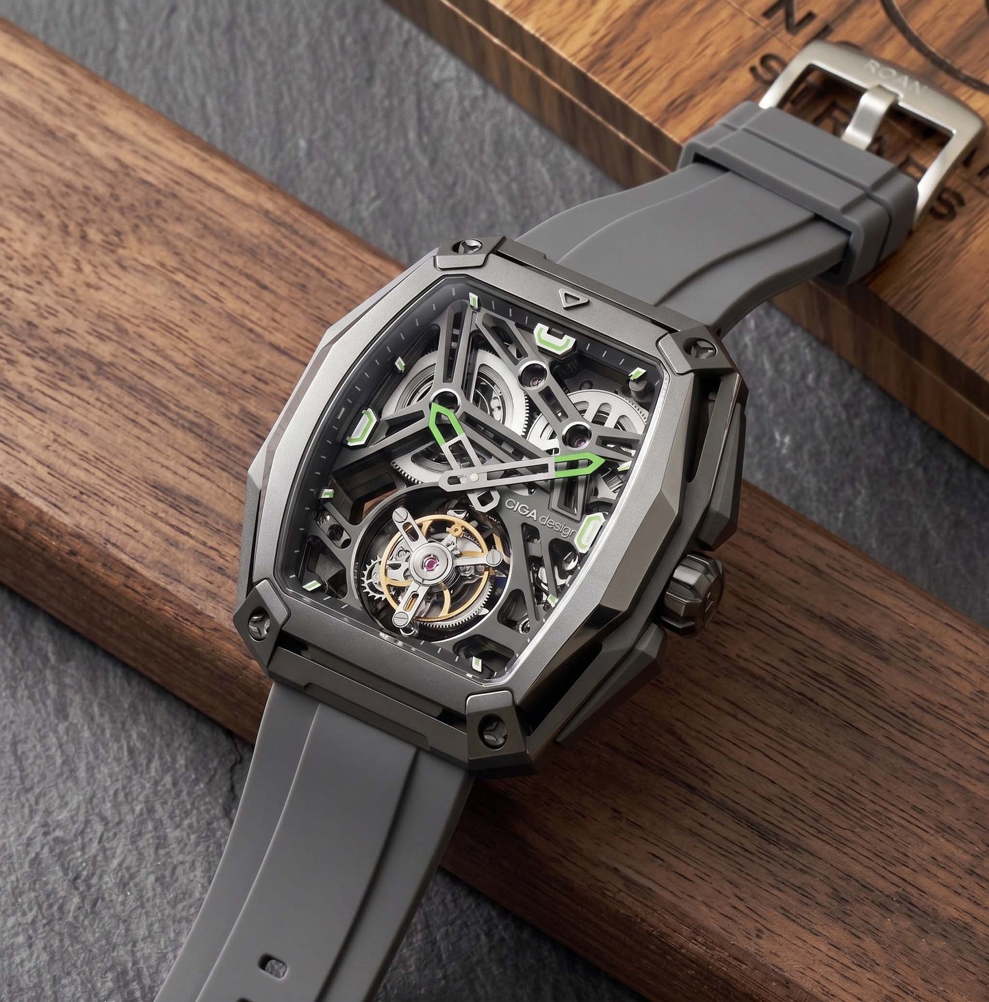ROANSTRAPS | "Summit Slate" - Adventure-Ready FKM Rubber Watch Strap, Grade 5 Titanium Hardware (Custom Engraving Included)