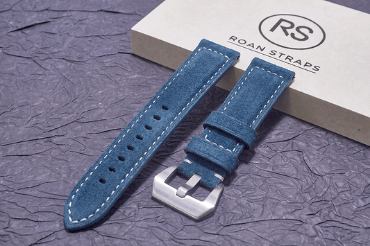 ROAN Straps | Handmade  Blue Italian Leather Watch Strap - Premium Artisanal Watch Band (20mm 22mm 24mm)