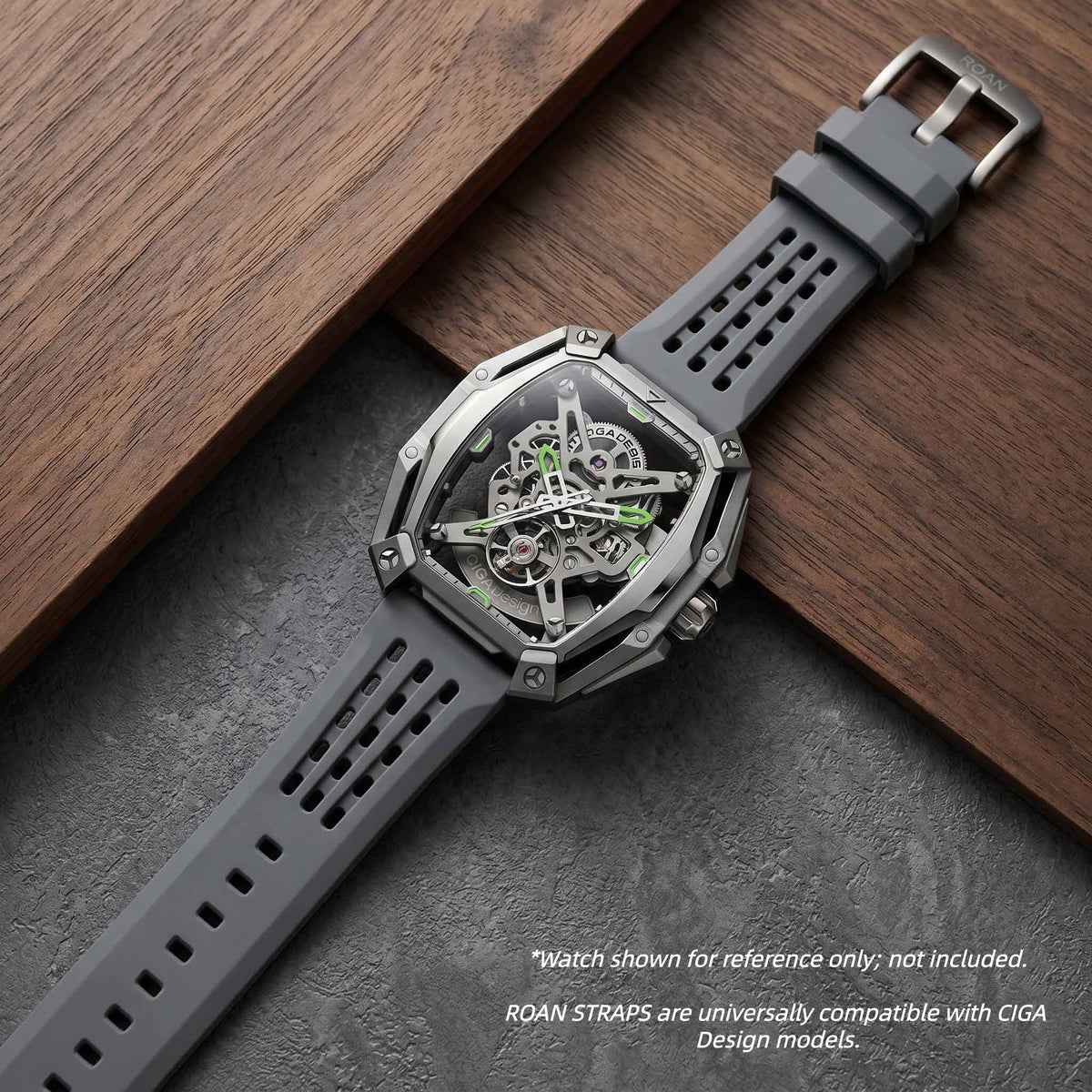 ROAN Straps | Kaffee Fluorkautschukarmband der Spitzenklasse mit FMK-Qualität – dichtes Aushöhlungsdesign im Matrix-Stil – atmungsaktives, wasserdichtes, staubdichtes FKM-Fluorelastomer-Uhrenarmband (18 mm, 19 mm, 20 mm, 21 mm, 22 mm, 24 mm)
