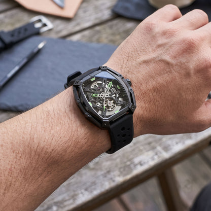ROANSTRAPS | Phantom Black - Aero-Vent Series | Premium FKM Rubber Watch Strap, Grade 5 Titanium Hardware