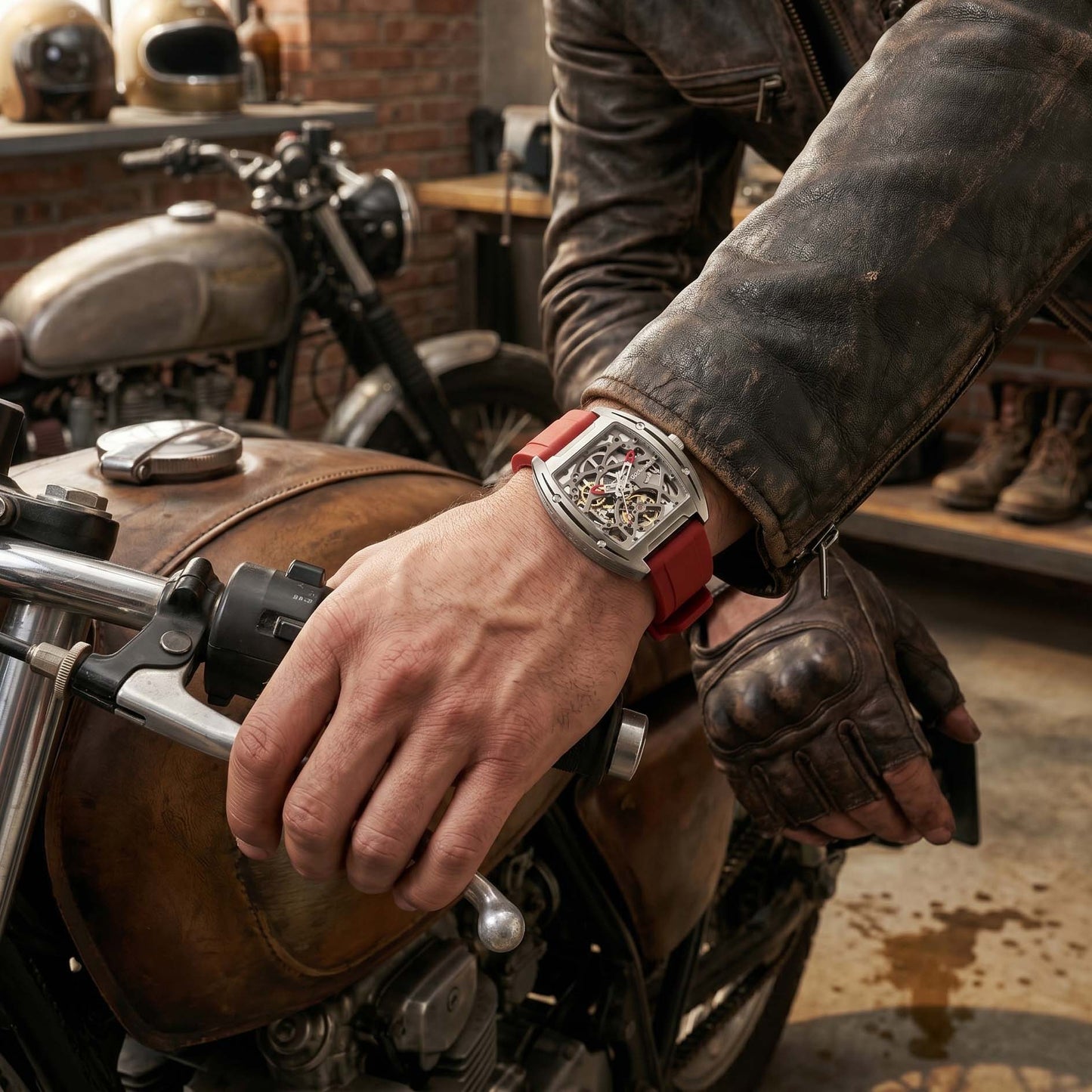 ROANSTRAPS | "Crimson Power" - Bold FKM Rubber Watch Strap, Grade 5 Titanium Hardware (Custom Engraving Included)