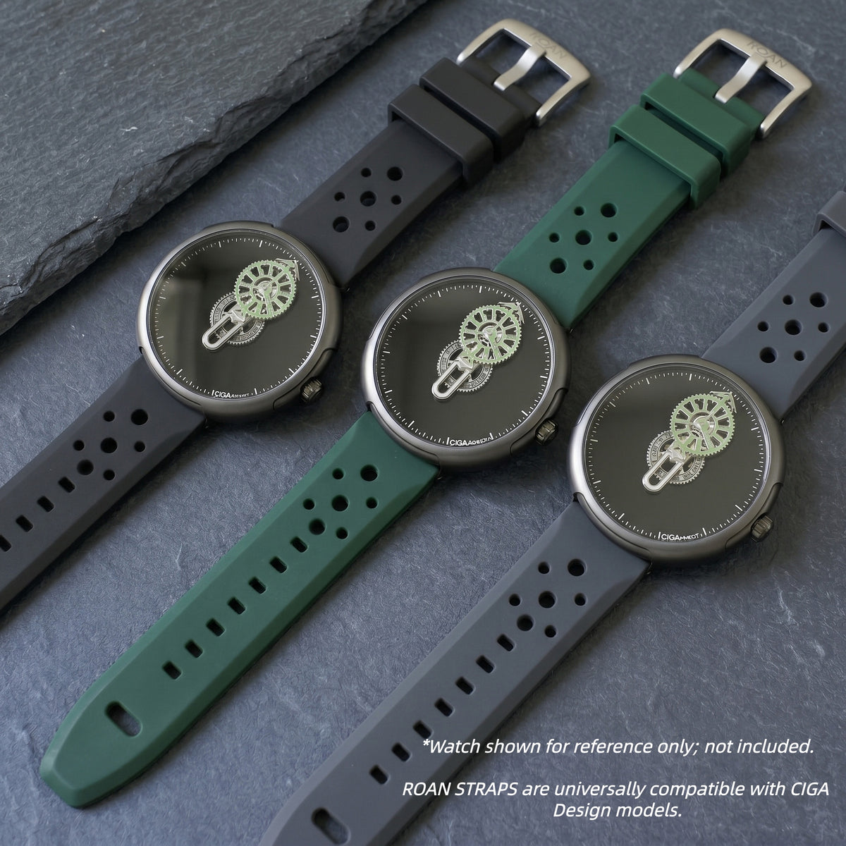 ROANSTRAPS | Phantom Black - Aero-Vent Series | Premium FKM Rubber Watch Strap