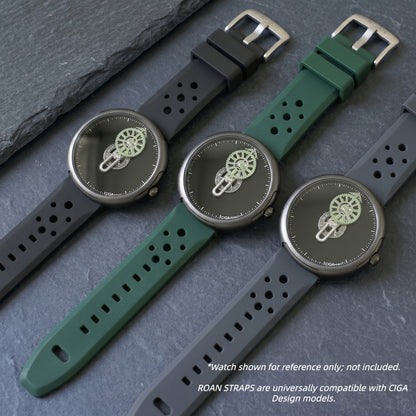 ROANSTRAPS | Phantom Black - Aero-Vent Series | Premium FKM Rubber Watch Strap