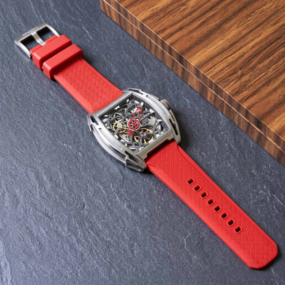 ROANSTRAPS | Racing Red - Core-Weave Series | Premium FKM Rubber Watch Strap, Grade 5 Titanium Hardware