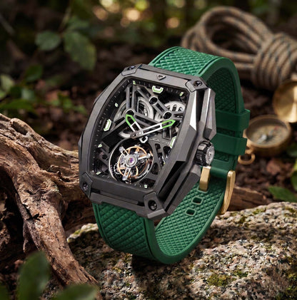 ROANSTRAPS | "Forest Grid" - Premium FKM Rubber Watch Strap, Grade 5 Titanium Hardware (Custom Engraving Included)