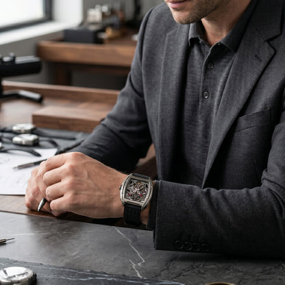ROANSTRAPS | „Obsidian Stealth“ – Premium FKM Kautschuk-Uhrenarmband, Schließe aus massivem Titan Grad 5 (individuelle Gravur)