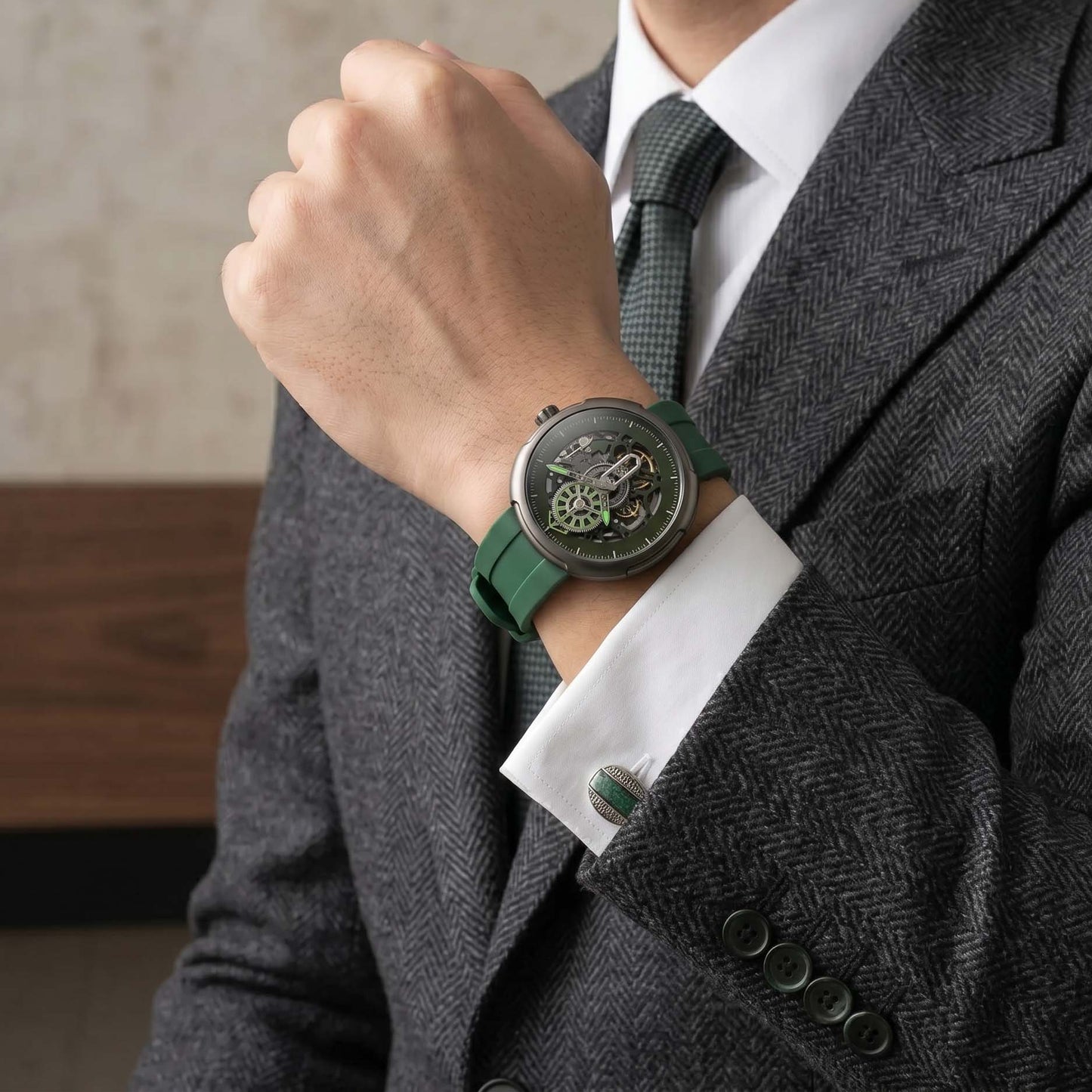 ROANSTRAPS | "Dual-Track Forest" - Premium FKM Rubber Watch Strap, Grade 5 Titanium Hardware (Custom Engraving Included)