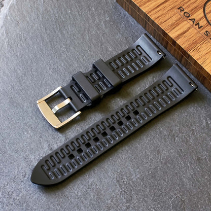 ROANSTRAPS | "Midnight" - Premium FKM Rubber Watch Strap, Grade 5 Titanium Hardware (Custom Engraving Included)