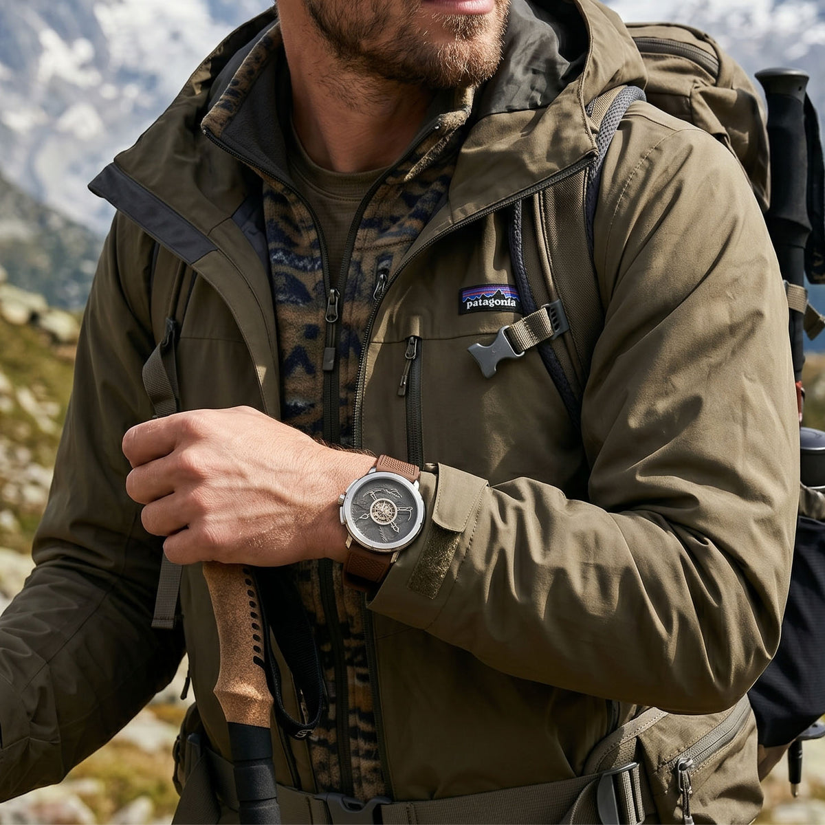 ROAN Straps | Kaffee High-End FKM Fluorelastomer Uhrenarmband - Fischgrätmuster Belüftungsdesign - Atmungsaktives und wasserdichtes Uhrenarmband (19mm 20mm 21mm 22mm 24mm)