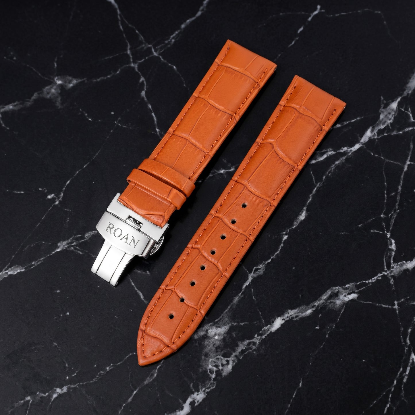 ROAN Heritage Alligator Grain Leather Strap with Deployant Clasp