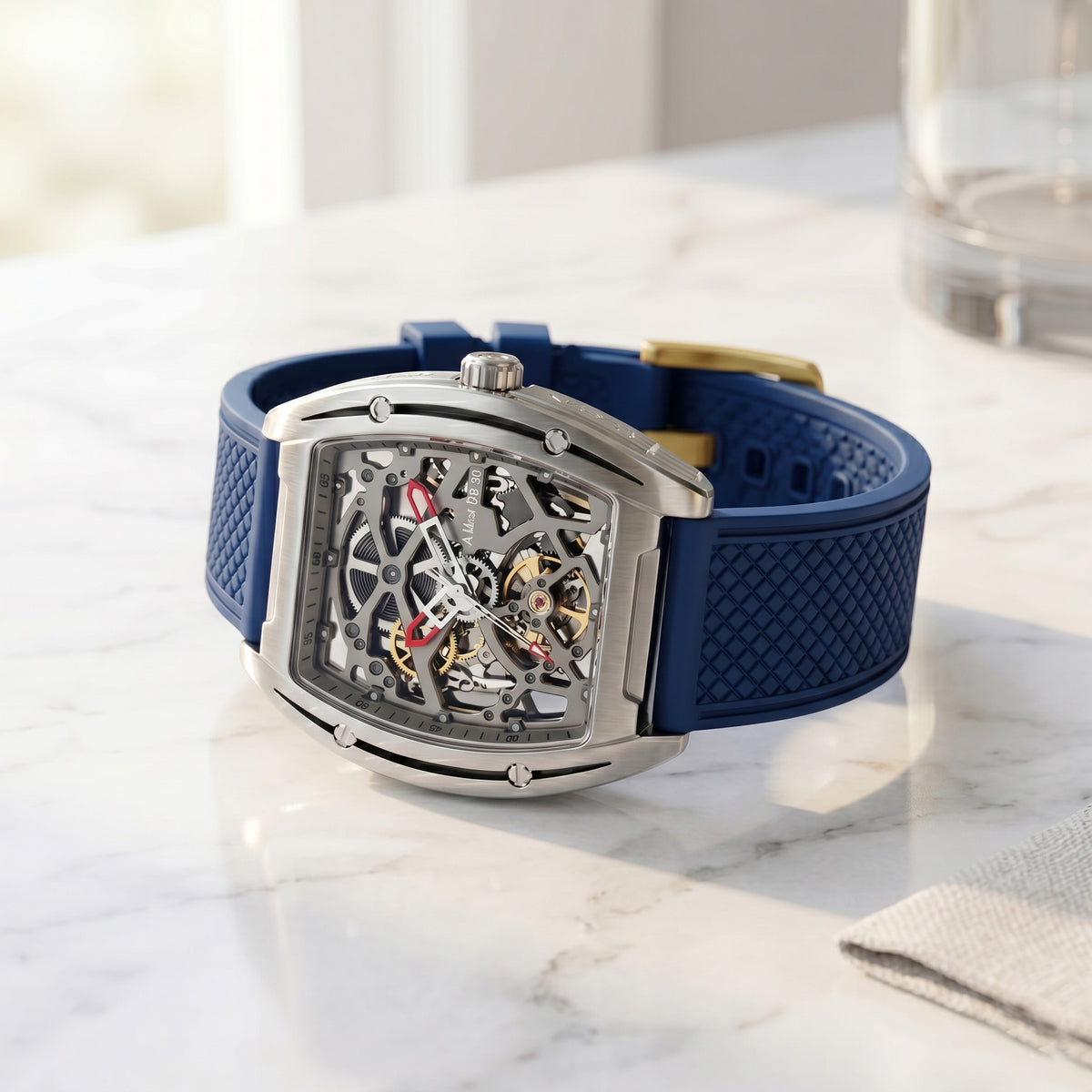 ROANSTRAPS | "Abyss Grid" - Premium FKM Rubber Watch Strap, Grade 5 Titanium Hardware (Custom Engraving Included)