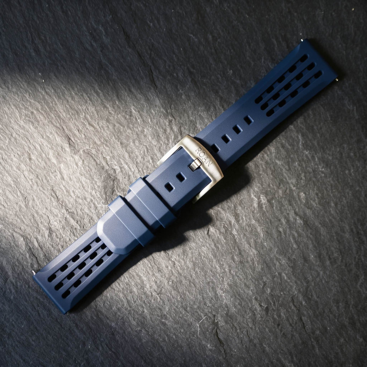 ROAN STRAPS | Pro-Vent Aerospace-Grade FKM Rubber Watch Strap - Ultra-Soft & Breathable - Deep Navy Blue (20mm, 22mm)
