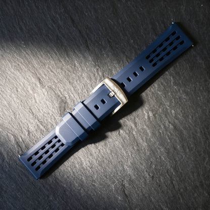 ROAN STRAPS | Pro-Vent Aerospace-Grade FKM Rubber Watch Strap - Ultra-Soft & Breathable - Deep Navy Blue (20mm, 22mm)