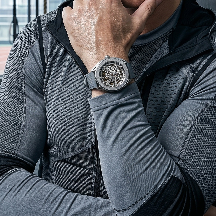 ROANSTRAPS | Steel Grey - Core-Weave Series | Premium FKM Rubber Watch Strap, Grade 5 Titanium Hardware