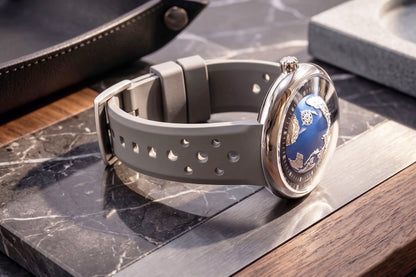 ROANSTRAPS | "Urban Slate" - Premium FKM Rubber Watch Strap in Graphite Grey, Grade 5 Titanium Buckle (Custom Engraving)