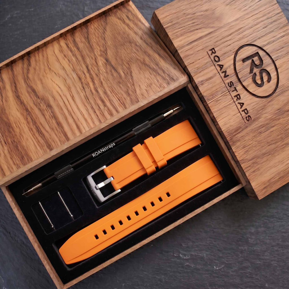 ROAN STRAPS | Pro-Vent Aerospace-Grade FKM Rubber Watch Band - Signal Solar Orange (20mm, 22mm)