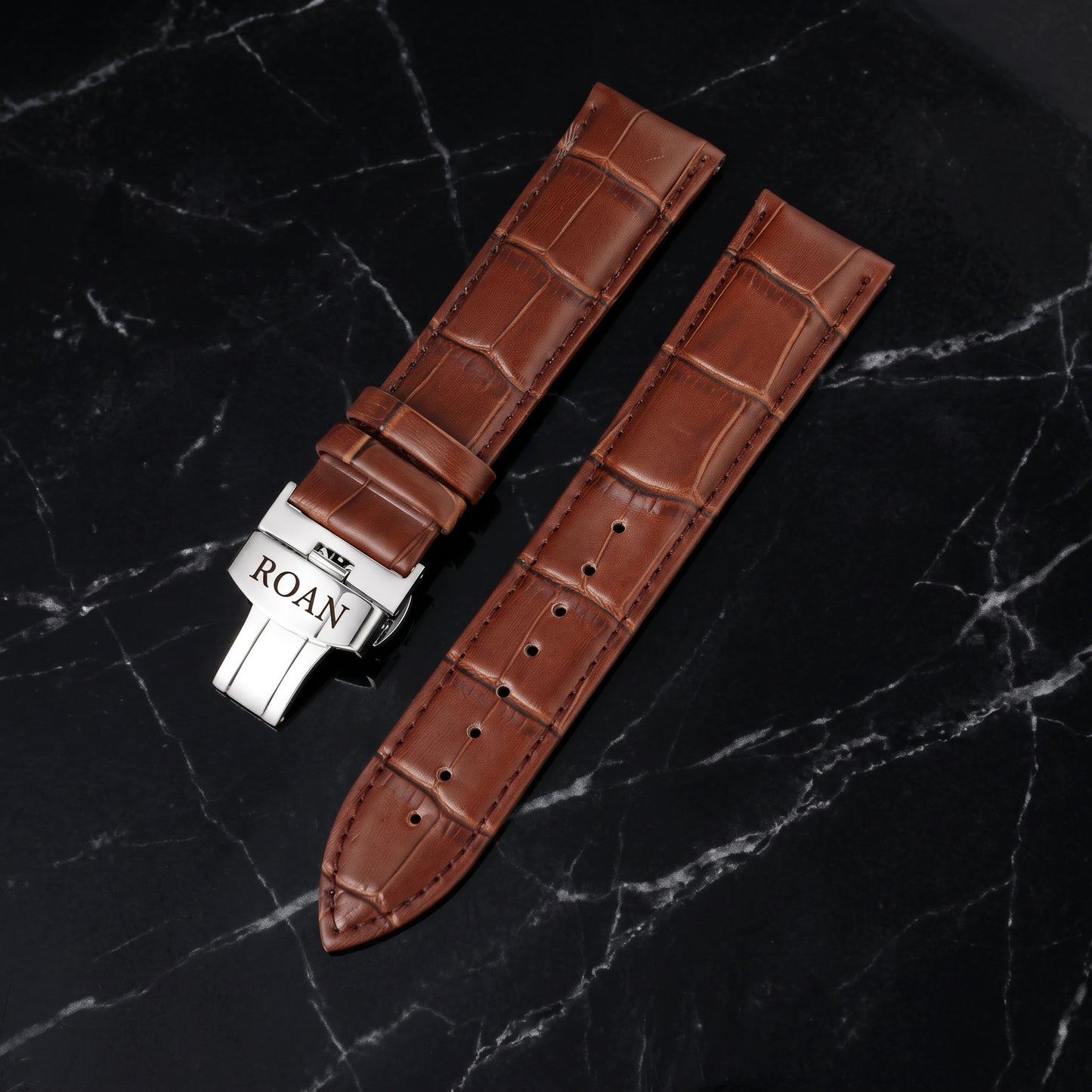 ROAN Heritage Alligator Grain Leather Strap with Deployant Clasp