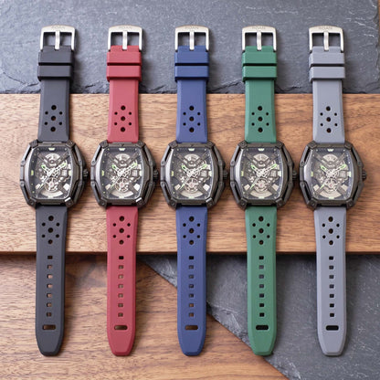 ROANSTRAPS | Phantom Black - Aero-Vent Series | Premium FKM Rubber Watch Strap, Grade 5 Titanium Hardware