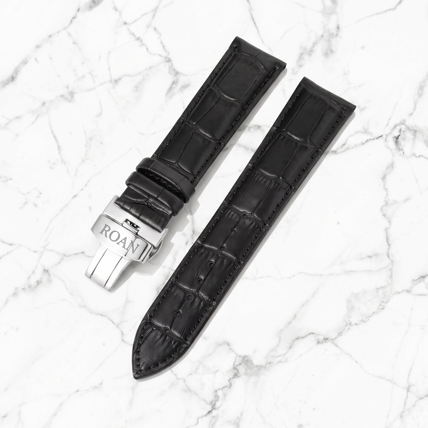 ROAN Heritage Alligator Grain Leather Strap with Deployant Clasp