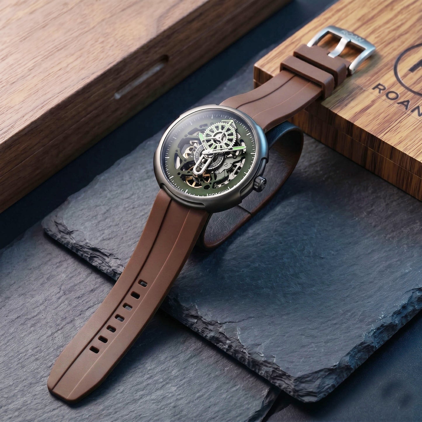 ROANSTRAPS | "Dual-Track Saddle" - Premium FKM Rubber Watch Strap, Grade 5 Titanium Hardware (Custom Engraving Included)