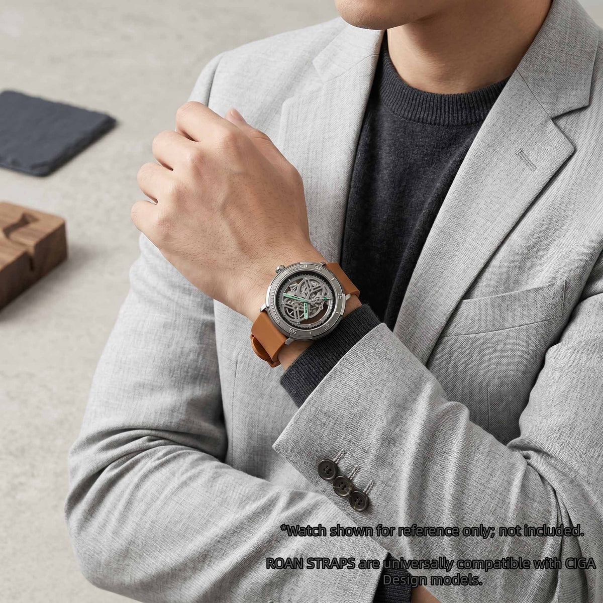 ROAN Straps | Schwarzes FMK Fluorkautschukarmband - Das klassische quadratische Lochdesign - Wasserdichtes und schweißbeständiges Fluorkautschuk-Uhrenarmband (19mm 20mm 21mm 22mm 23mm 24mm)
