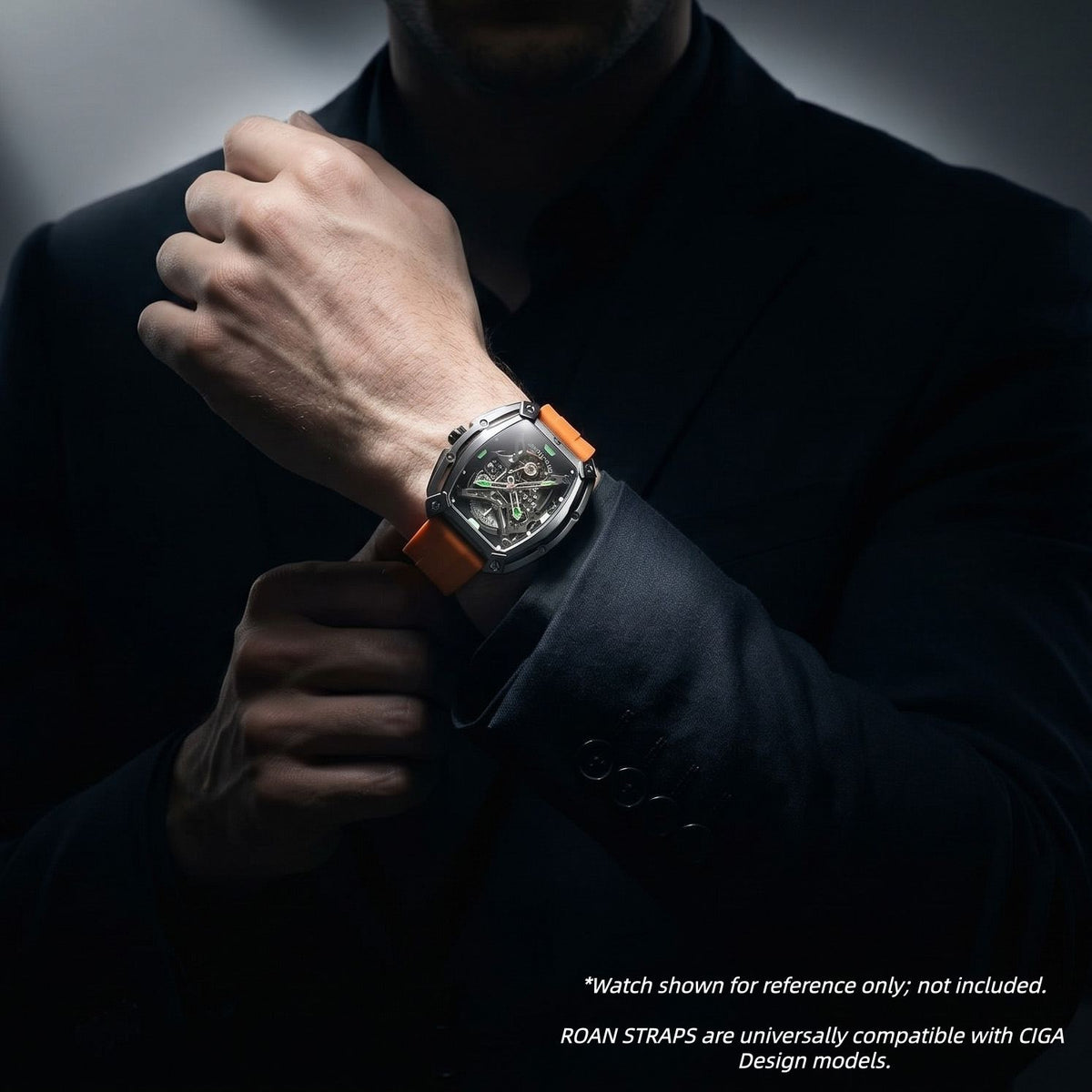 ROANSTRAPS | "Dual-Track Ignition" - Premium FKM Rubber Watch Strap, Grade 5 Titanium Hardware (Custom Engraving Included)