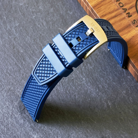 ROANSTRAPS | "Abyss Grid" - Premium FKM Rubber Watch Strap, Grade 5 Titanium Hardware (Custom Engraving Included)