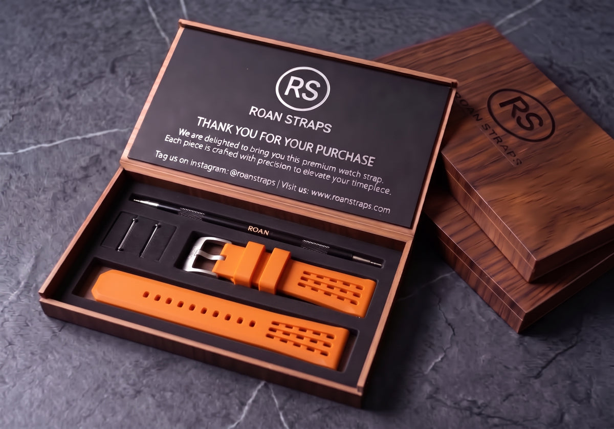 ROAN Straps | Kaffee Fluorkautschukarmband der Spitzenklasse mit FMK-Qualität – dichtes Aushöhlungsdesign im Matrix-Stil – atmungsaktives, wasserdichtes, staubdichtes FKM-Fluorelastomer-Uhrenarmband (18 mm, 19 mm, 20 mm, 21 mm, 22 mm, 24 mm)
