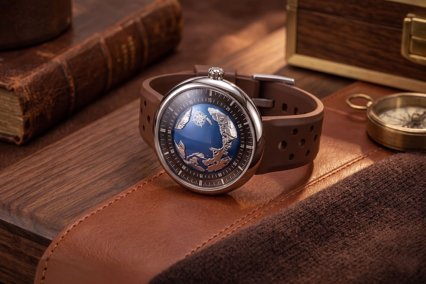 ROANSTRAPS | "Classic Mocha" - Professional FKM Rubber Strap in Rich Coffee, Solid Grade 5 Titanium Hardware (Custom Engraving)