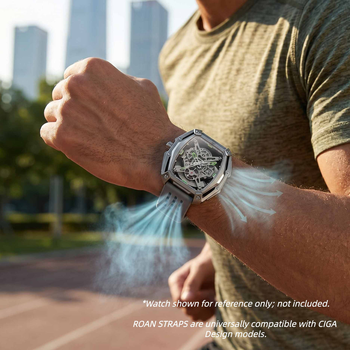 ROAN Straps | Kaffee Fluorkautschukarmband der Spitzenklasse mit FMK-Qualität – dichtes Aushöhlungsdesign im Matrix-Stil – atmungsaktives, wasserdichtes, staubdichtes FKM-Fluorelastomer-Uhrenarmband (18 mm, 19 mm, 20 mm, 21 mm, 22 mm, 24 mm)