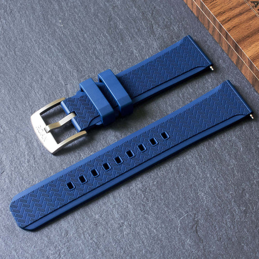 ROANSTRAPS | Midnight Blue - Core-Weave Series | Premium FKM Rubber Watch Strap, Grade 5 Titanium Hardware