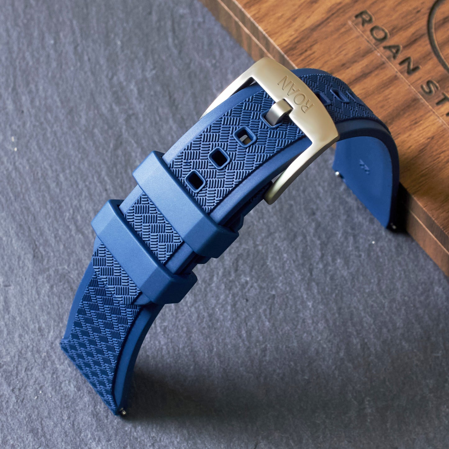 ROANSTRAPS | Midnight Blue - Core-Weave Series | Premium FKM Rubber Watch Strap, Grade 5 Titanium Hardware