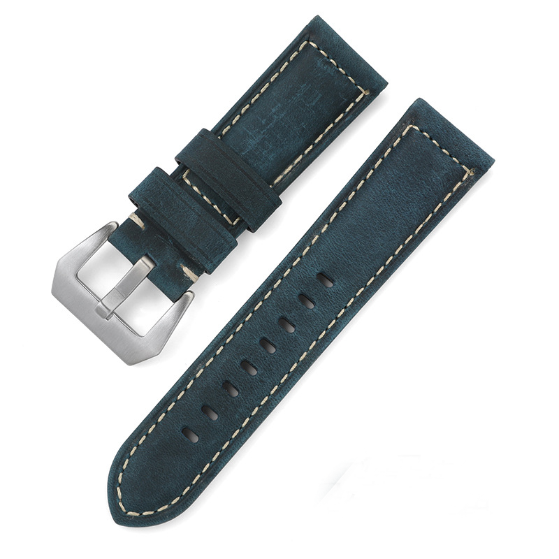 ROAN Straps | Handmade  Blue Italian Leather Watch Strap - Premium Artisanal Watch Band (20mm 22mm 24mm)