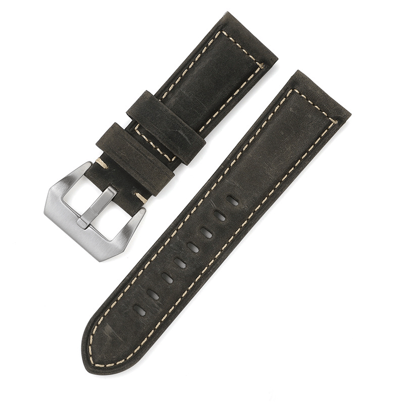 ROAN Straps | Handmade  Black Italian Leather Watch Strap - Premium Artisanal Watch Band (20mm 22mm 24mm)