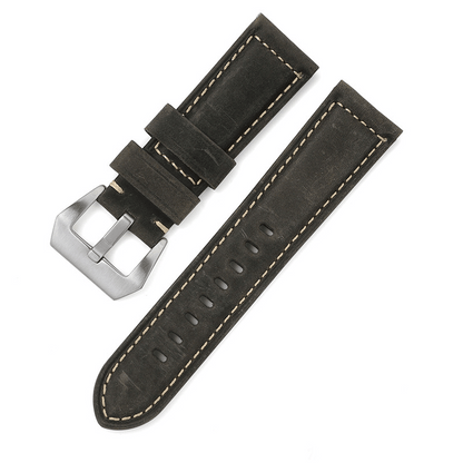 ROAN Straps | Handmade  Black Italian Leather Watch Strap - Premium Artisanal Watch Band (20mm 22mm 24mm)