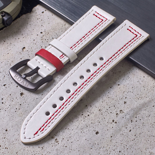 ROAN Straps | Echtes Leder Uhrenarmband - Vintage Dunkelbraun mit gelben Kontrastnähten (18mm 19mm 20mm 21mm 22mm 24mm)