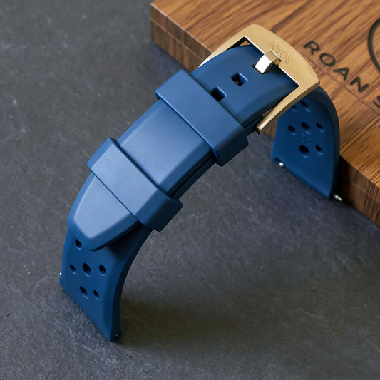 ROANSTRAPS | "Deep Ocean Horizon" - Premium FKM Rubber Watch Strap with Grade 5 Titanium Buckle (Custom Engraving)