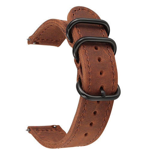ROAN Straps | Handmade Dark Brown Italian Leather Watch Strap with Black Pin Buckle - Retro rugged aesthetic design (18mm 20mm 22mm)